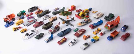 A collection of play worn cars including Dinky.