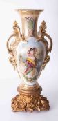 A large 19th Century French? porcelain ornate vase decorated with a panelled portrait of a classical