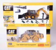 CAT 825H Soil Compactor 1:50 scale, CAT 420D IT Backhoe Loader 1:50 scale, boxed (2).