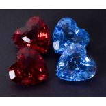 Swarovski Crystal Glass, collection of coloured hearts, boxed (4).