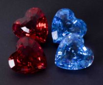 Swarovski Crystal Glass, collection of coloured hearts, boxed (4).