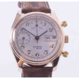 Eura, a vintage (circa 1978) Eura Valijoux gold plated 7765 mechanical hand wind chronograph