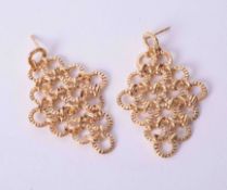 A pair of 9ct yellow gold chandelier style drop earrings, weight 4.95g, with post & butterfly