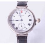 Longines, officers trench watch, manual wind movement/setting lever for hands, full Roman enamel '