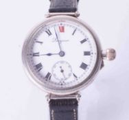 Longines, officers trench watch, manual wind movement/setting lever for hands, full Roman enamel '