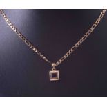 A 9ct yellow gold 18" curb chain with a 9ct yellow gold pendant set square cut amethyst approx. 0.35