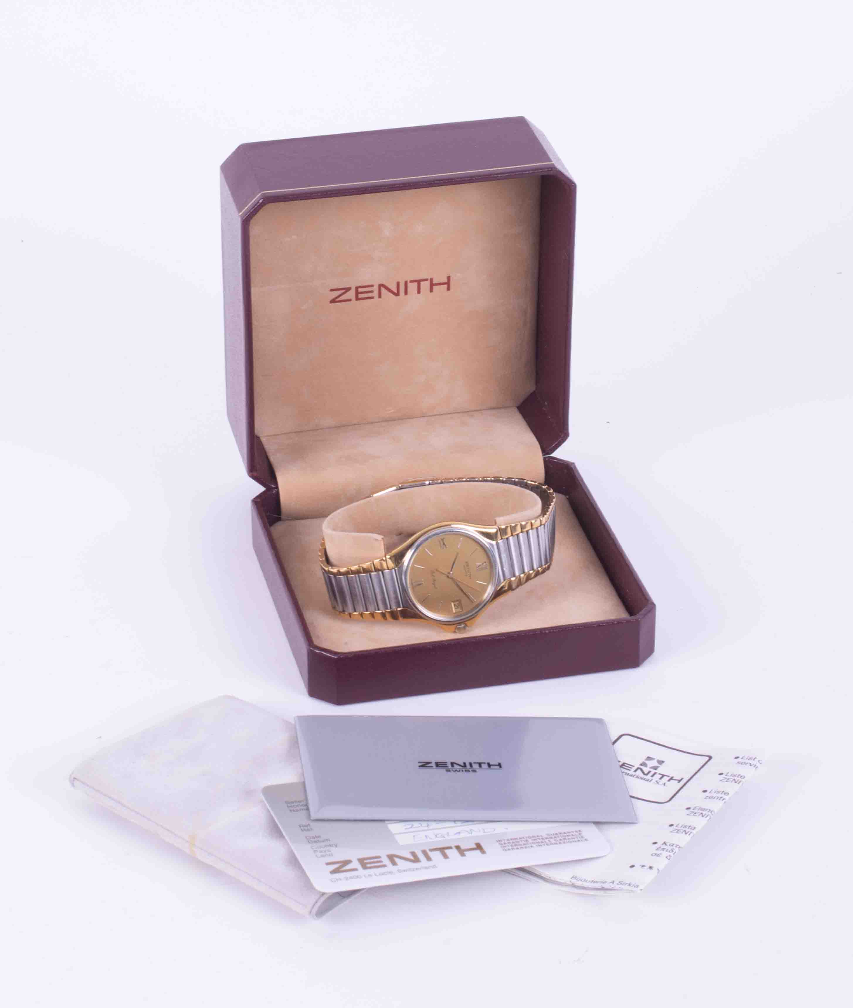 Zenith, a gents 'Port Royal' quartz wristwatch with box and two guarentee cards dated - Image 2 of 2