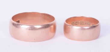 Two 9ct rose gold wedding bands, total weight 12.1g