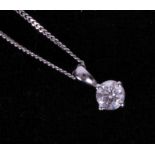 An 18ct white gold four claw pendant set approx. 0.40 carats of round brilliant cut diamond,