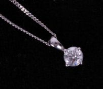 An 18ct white gold four claw pendant set approx. 0.40 carats of round brilliant cut diamond,