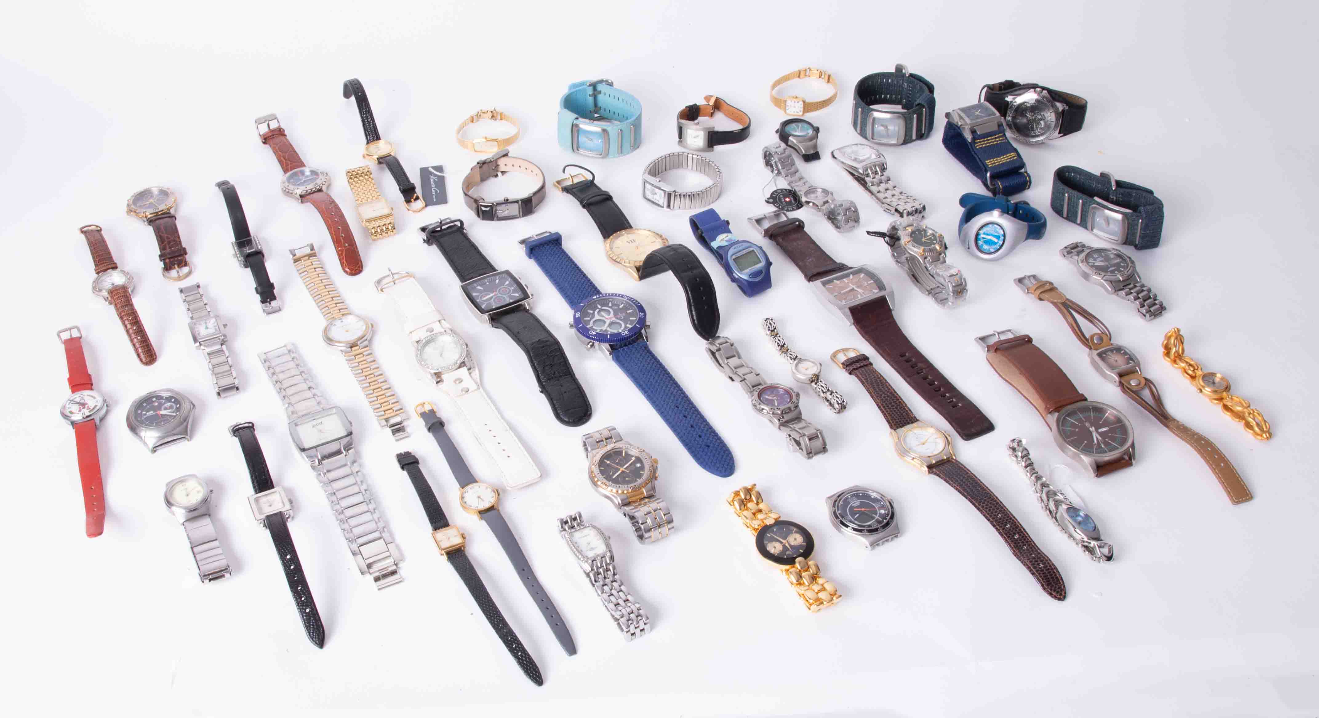 A mixed collection of watches including Citizen, Accurist, Rotary, Swatch etc approx 49 watches.