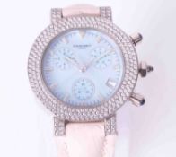 Chaumet, a ladies 18ct white gold & diamond set split seconds chronograph wristwatch with date,