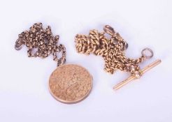 A 9ct yellow gold open link curb chain & 9ct yellow gold leaf design locket (weight 8.7g) and a 15ct