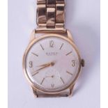 Buren, a gents 9ct gold Grand Prix mechanical wind wristwatch, classic quarter Arabic/baton silvered