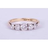 An 18ct yellow gold & platinum five stone ring set approx. 0.57 carats total weight of old cut