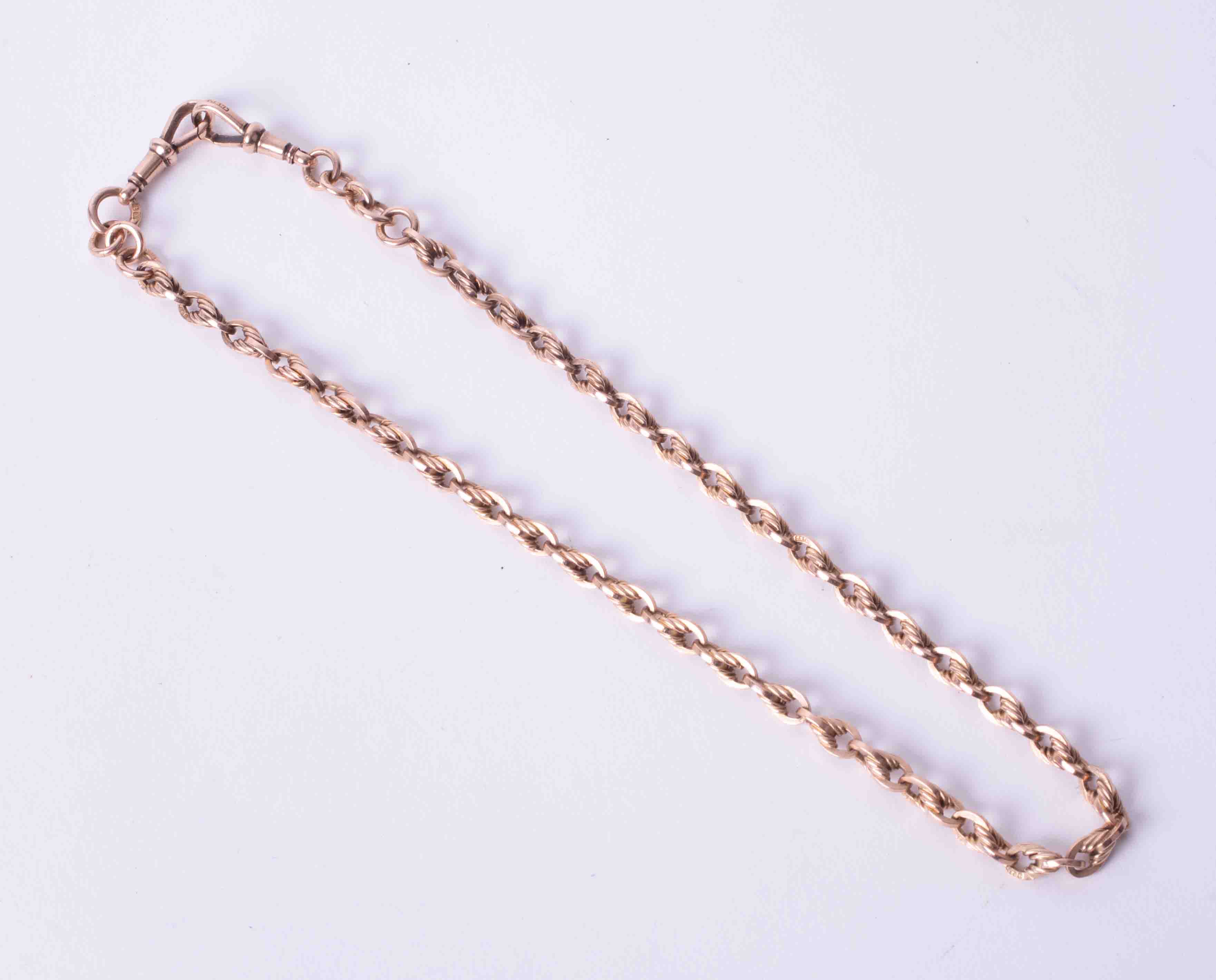 A 9ct gold albert rope twist chain approx 34g