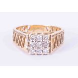 An ornate design 18ct yellow gold ring set with approx. 0.54 carats of round brilliant cut