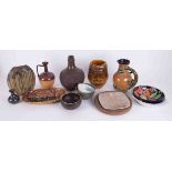 A collection of pottery including Woolmill pottery dish and other pottery (16).