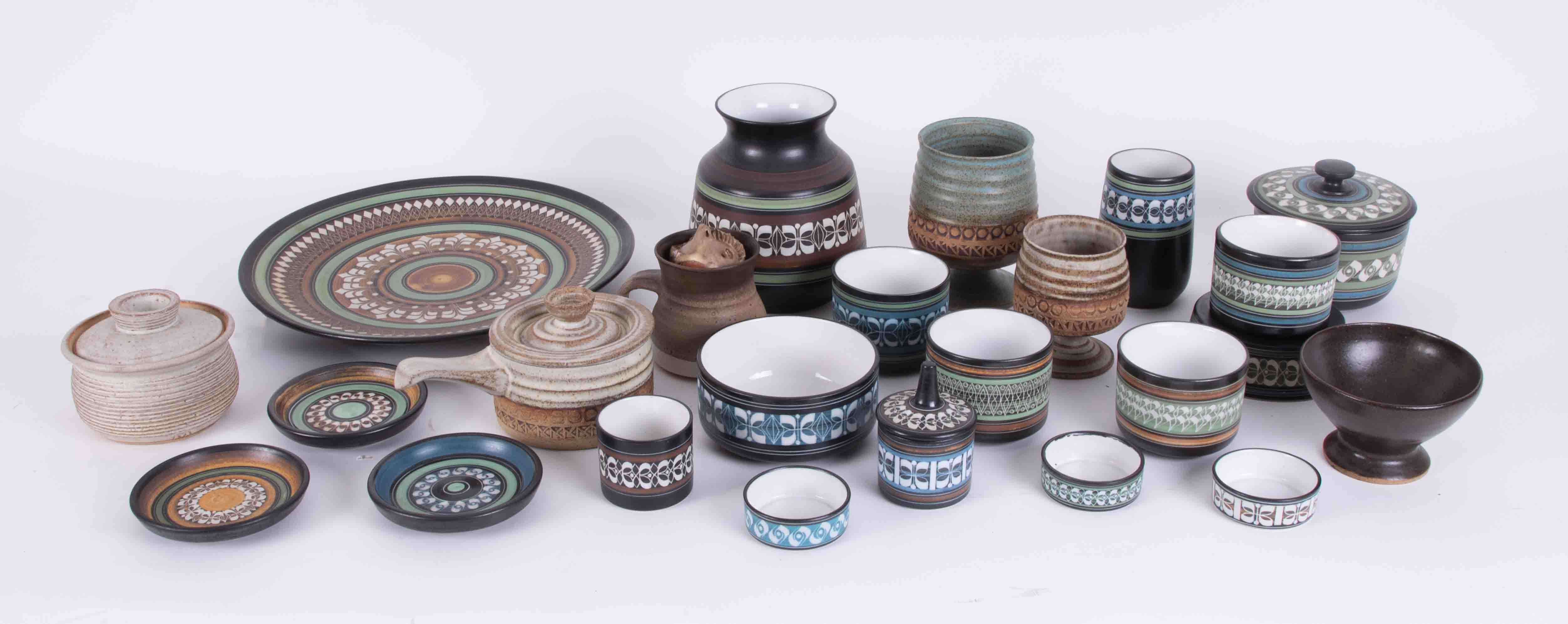 A collection Ambleside pottery pots, plates etc together with Diane Sanders 'Roadskaird' pottery,