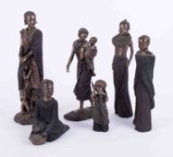 Soul Journeys, six Maasai limited edition figures, circa 2004, the tallest 31cm.