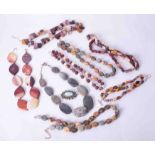 A collection of various modern jewellery including hardstone necklaces, bracelets, etc (QVC),