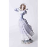 Lladro, a lady with bonnet, height 38cm.