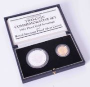 Two coin Commemorative set, 1981 Royal Mint proof gold sovereign and Royal Marriage proof silver