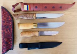 Top a knife made by James Barnett, 17.8cm blade length, lightly used, Middle knife Knivsmed