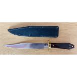 A gamblers bowie, designed by Bill Bagwell made by Ontario knives, comes with 24.3cm long clip point
