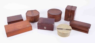 A collection of boxes and vintage leather cases, including jewellery box (8).