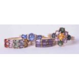 Four 9ct multi-stone dress rings (QVC), approximately 11.5g.