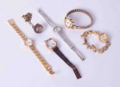 A bag of six ladies costume watches to include a Limit, two Zeon watches, Avia, Swissam and an