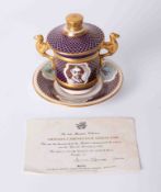 A Spode porcelain Armada cabinet cup & stand, limited edition 26/500, with certificate, height