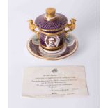 A Spode porcelain Armada cabinet cup & stand, limited edition 26/500, with certificate, height