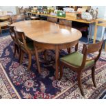 A Georgian mahogany D-end dining table with two extension leaves, length approx. 200cm x 100cm