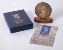 Royal Mint 2001 William Shakespeare calendar medal with certificate and boxed.