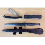 A late WW2 Pattern Three Fairbairn Sykes Commando knife blade length 17cm, which came with the