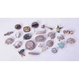 A collection of silver and other brooches, approx. 22.