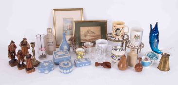 Mixed collection of objects including stoneware bottle 'Anstice & Co Bottlers Plymouth', small