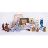 Mixed collection of objects including stoneware bottle 'Anstice & Co Bottlers Plymouth', small