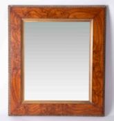 A 19th Century walnut and gilt framed square mirror, 81cm x 72cm.