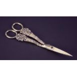 A pair of Georgian silver gilt grape scissors of classic grape pattern, spear point, London 1793,