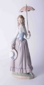 Lladro lady with parasol, height 39cm.