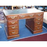 Late Victorian mahogany pedestal desk, width 122cm and the height 176cm fitted with nine drawers.