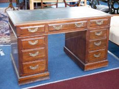 Late Victorian mahogany pedestal desk, width 122cm and the height 176cm fitted with nine drawers.