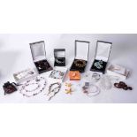A collection of various modern jewellery including crystal necklaces, Lee Sands stylish boxed