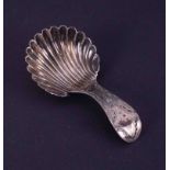 A Georgian silver Hester Bateman caddy spoon, circa 1786, sold by Tessiers Ltd, London, tag