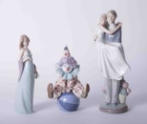 Lladro, three figurines including Clown (3).