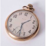 A vintage Elgin gold plated pocket watch, keyless movement, screw back, 271201087.