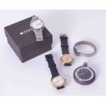 Collection of watches including Omega stop watch, Citizen auto, two gold plated Montime wrist